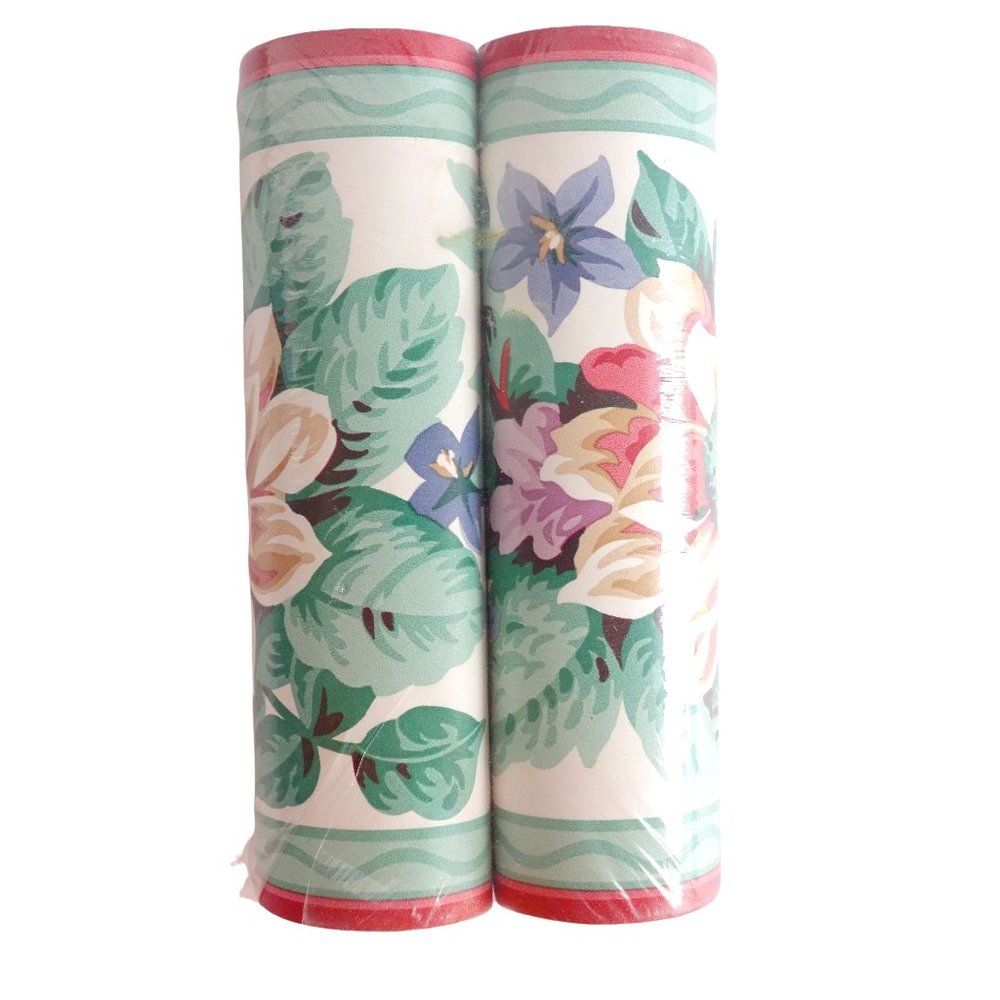 Decorative Floral Wallpaper Border 2 Rolls‎ NOS
